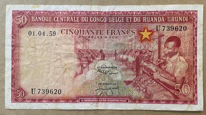 Belgisk Congo. - 4 banknotes - various dates  (Ingen mindstepris)