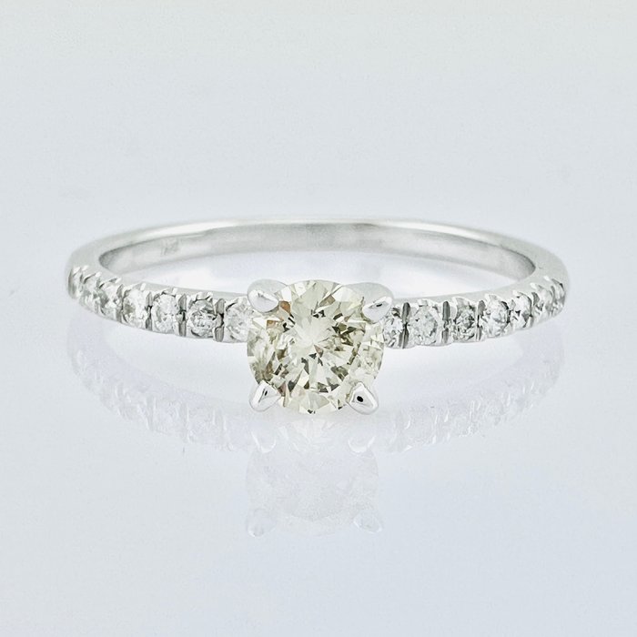 Forlovelsesring - 14 karat Hvidguld -  0.46ct. tw. Diamant (Natur)  - Diamant - (naturlige diamanter)