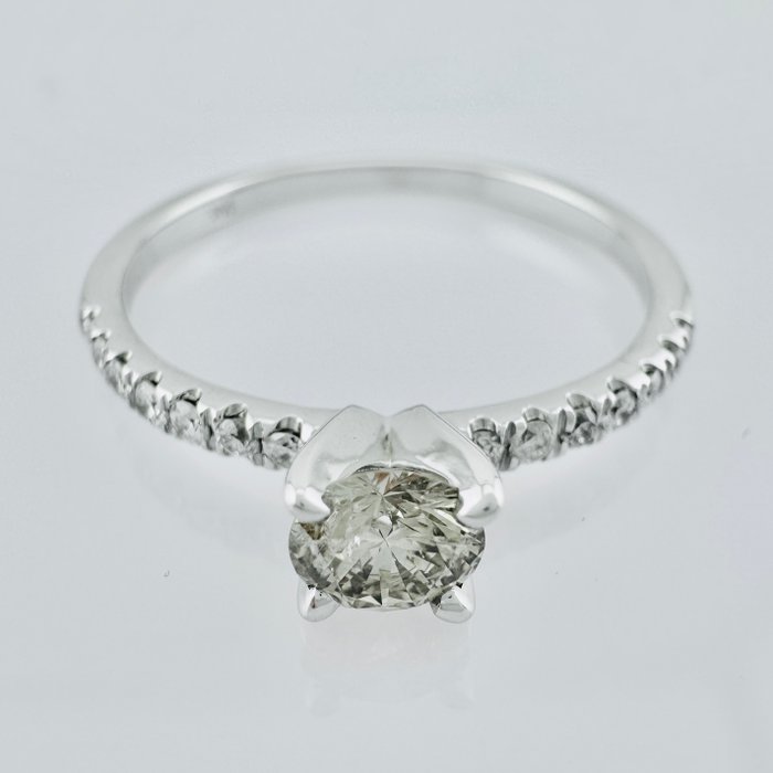 Forlovelsesring - 14 karat Hvidguld -  0.46ct. tw. Diamant (Natur)  - Diamant - (naturlige diamanter)