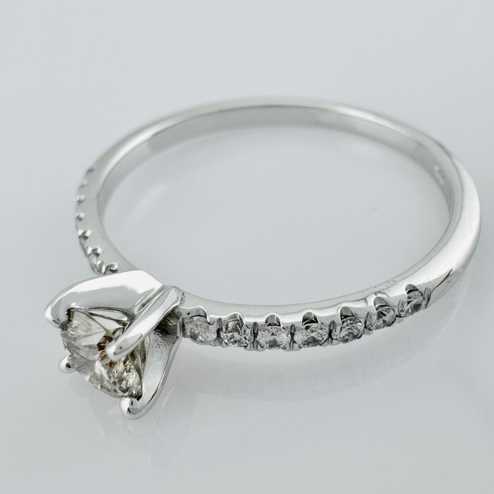 Forlovelsesring - 14 karat Hvidguld -  0.46ct. tw. Diamant (Natur)  - Diamant - (naturlige diamanter)