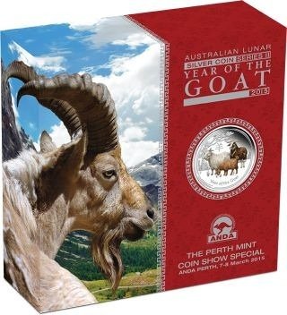 Australien. 2 Dollars 2015 Year of the Goat, 2 Oz (.999)