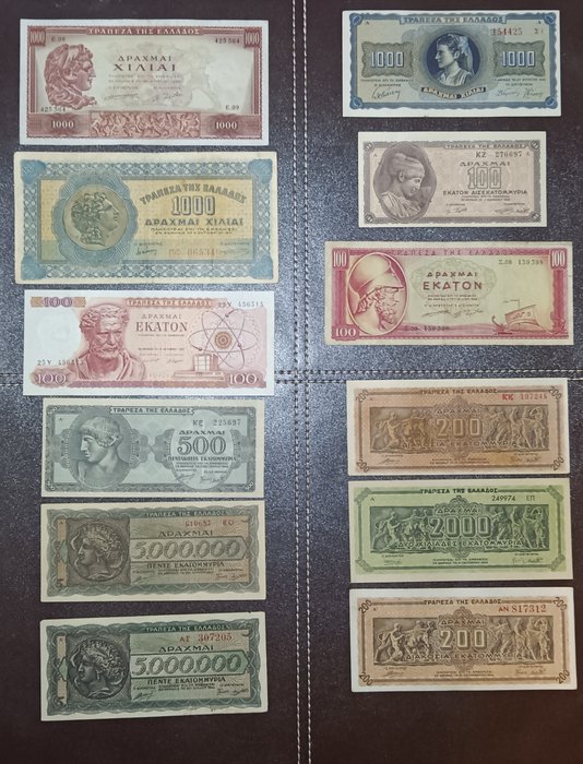 Grækenland. - 19 Banknotes - Various Dates  (Ingen mindstepris)