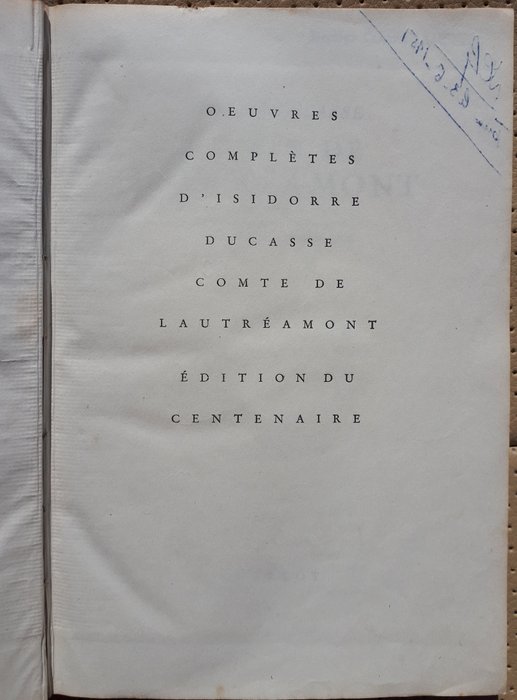 Isidore Ducasse comte de Lautréamont - Oeuvres complètes - 1946