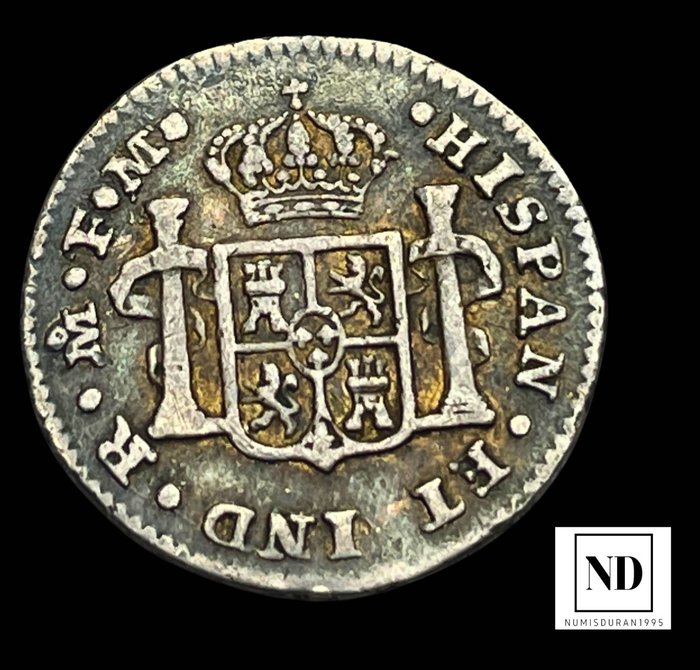 Spanien. Carlos IV. 1/2 Reale 1801 - México FM  (Ingen mindstepris)