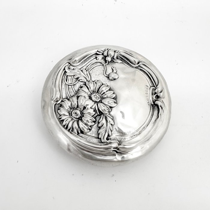 Webster Company - Art Nouveau silver vanity dressing table jar with sieve for powder and daisy lid - Påklædningsbord - .925 sølv