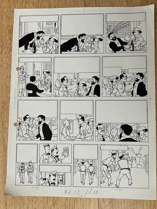 Hergé - On a Marché sur la Lune  - Tirage planche sans textes pour parution journal Tintin