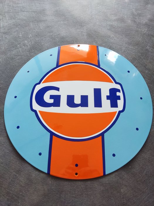 Gulf - Gulf oil Tankstelle Öl enamel sign Emailschild Gulf Emaille Schild