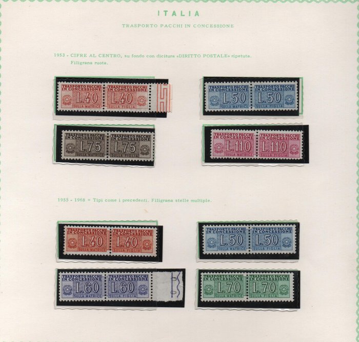 Italien 1953/1966 - 1953 - 1966 Komplet serie koncessionspakker fra den italienske republik