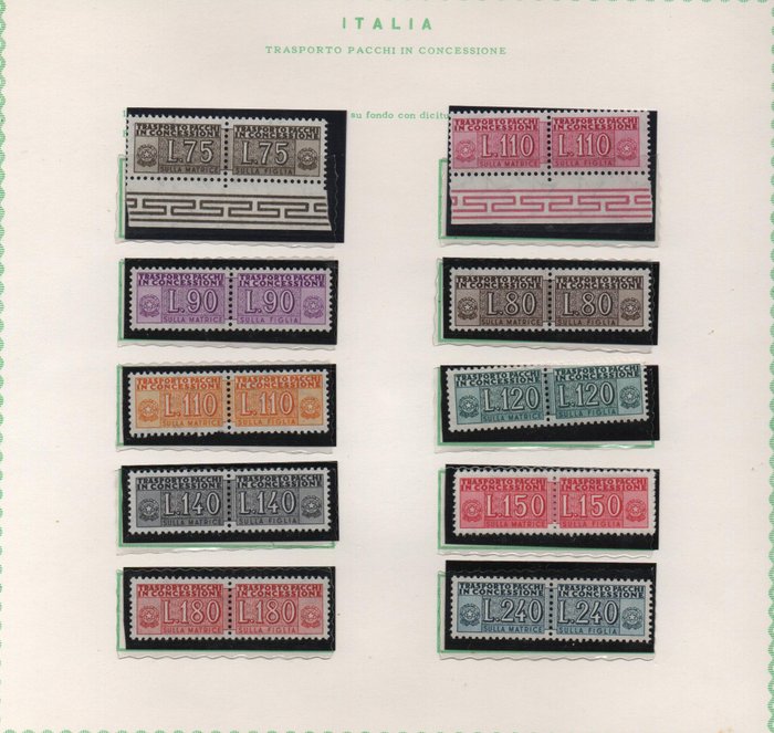 Italien 1953/1966 - 1953 - 1966 Komplet serie koncessionspakker fra den italienske republik