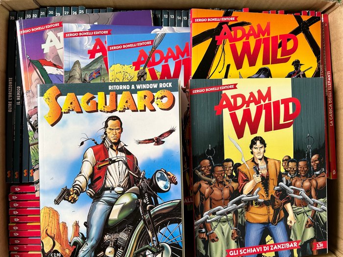 Serie Bonelli Adam Wild, nn 1/26 - Saguro, nn 1/34 (- nn 23, 28) - 58 Comic - Første udgave - 2012