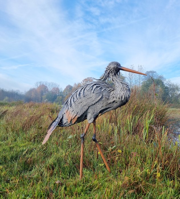 Statuette - Levensechte reiger - metal