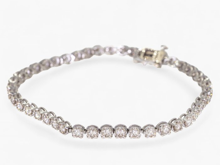 Ingen mindstepris - Armbånd - 14 karat Hvidguld, IGI Antwerpen certificeret - 4,25 ct diamanter - 8 gram 14K guld -  4.25ct. tw. Diamant (Naturfarvet)