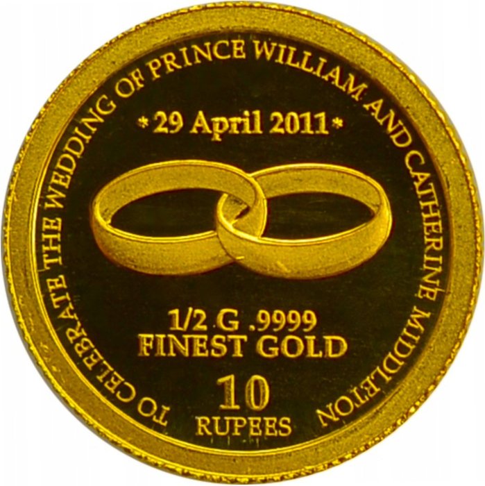 Seychellerne. 10 Rupees 2011 "Wedding of Prince William  Catherine" Proof (.9999)  (Ingen mindstepris)