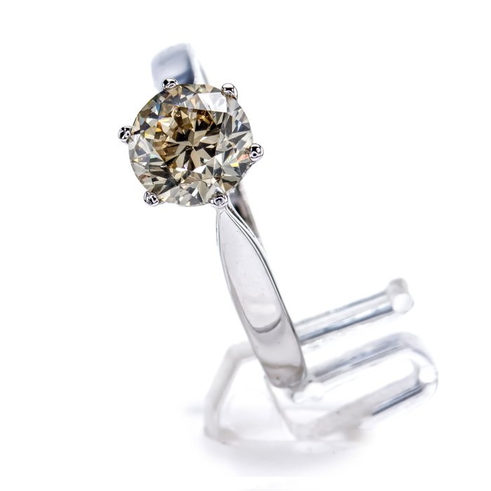 Ingen mindstepris - Forlovelsesring - 14 karat Hvidguld -  1.24ct. tw. Diamant (Naturfarvet)