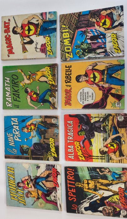 Zagor collana Zenit nn. 108, 115, 116, 117, 119, 138, 141, 146 - originali - 8 Comic - Første udgave - 1970