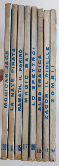 Zagor collana Zenit nn. 108, 115, 116, 117, 119, 138, 141, 146 - originali - 8 Comic - Første udgave - 1970