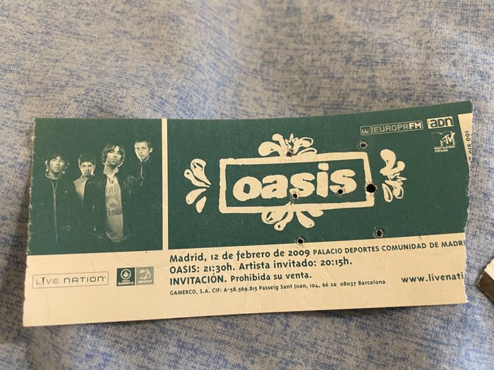 Oasis - Concert ticket - 2009