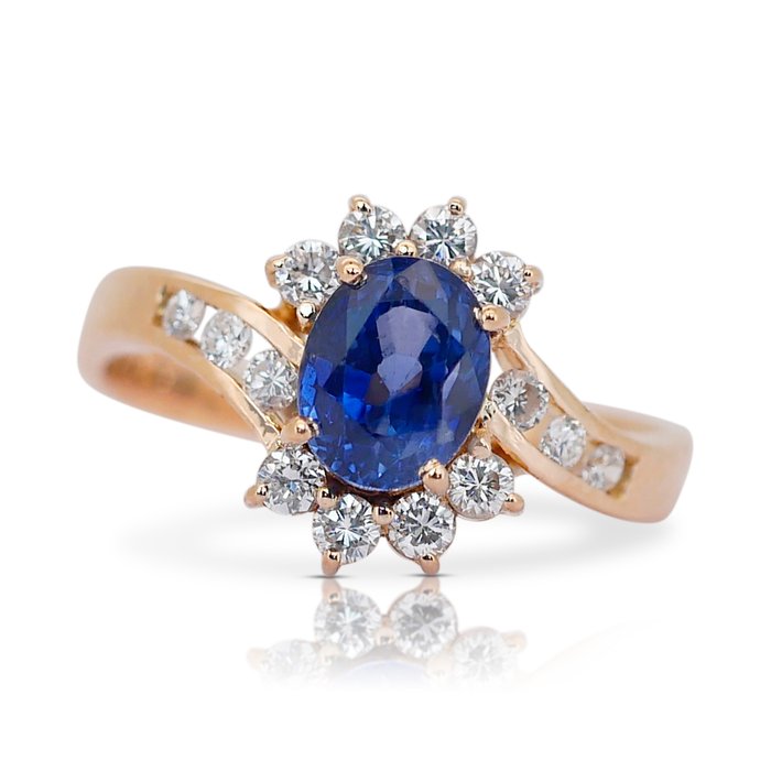 Ring - 18 kraat Gulguld -  2.35ct. tw. Safir - Diamant