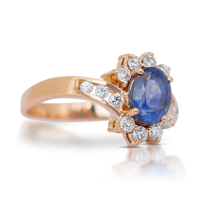 Ring - 18 kraat Gulguld -  2.35ct. tw. Safir - Diamant