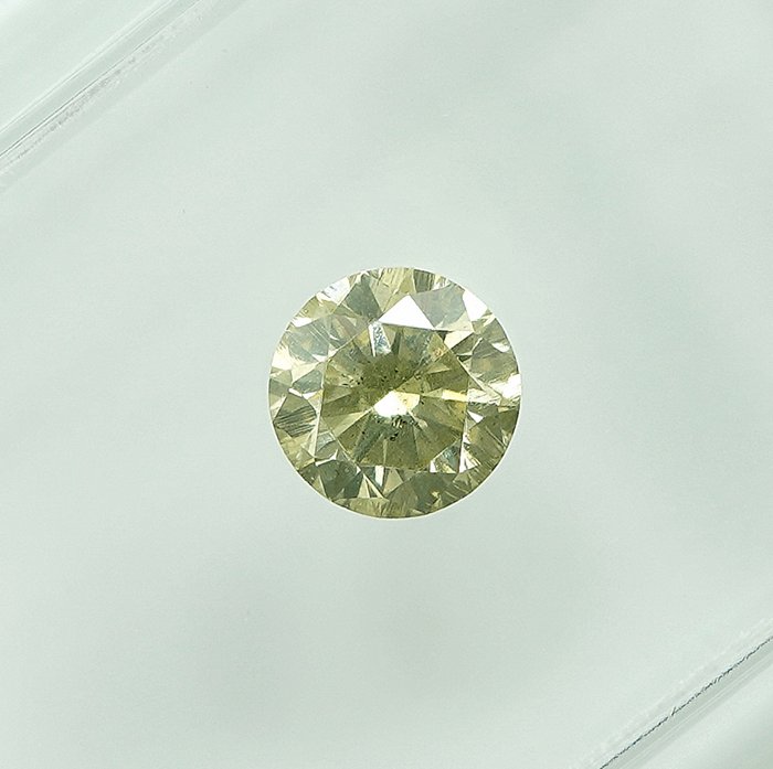 Ingen mindstepris - 1 pcs Diamant  (Naturfarvet)  - 0.39 ct - Fancy intense Grønlig Gul - I2 - Gem Report Antwerp (GRA)