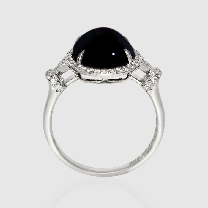 Ingen mindstepris - Ring - 14 karat Hvidguld -  5.99ct. tw. Safir - Diamant - IGI 5,70 ct Deep Blue