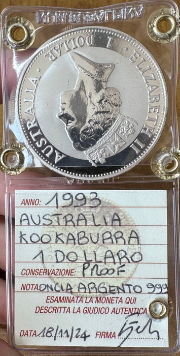 Australien. 1 Dollar 1993 Kookaburra, 1 Oz (.999)  (Ingen mindstepris)