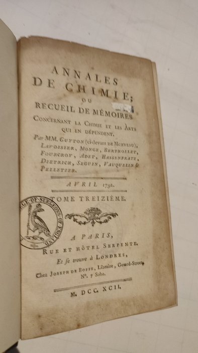 M.M Guyton - Annales de Chimie - 1792