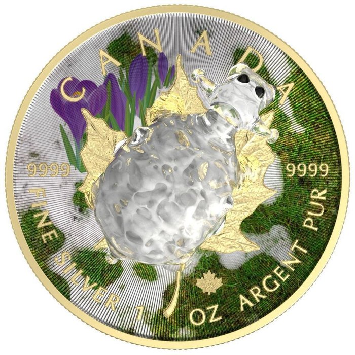 Canada. 5 Dollars 2022 Maple Leaf - Murano glass Series - White Sheep, 1 Oz (.999)