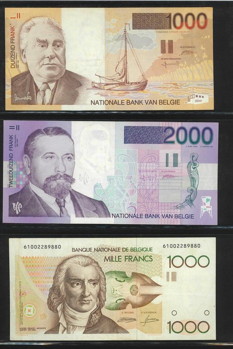 Belgien. - 9 banknotes - various dates  (Ingen mindstepris)