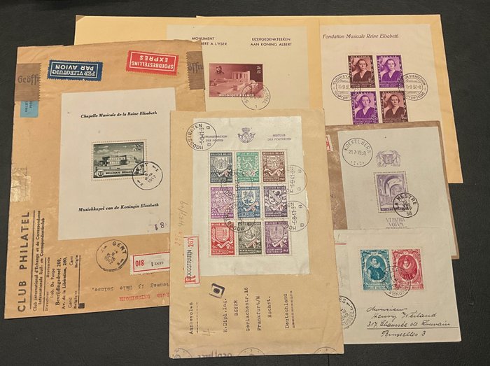 Belgien 1937/1942 - Samling af BLOKKE på Walked Letters - Sjælden brug - ex. OBP BL7/17