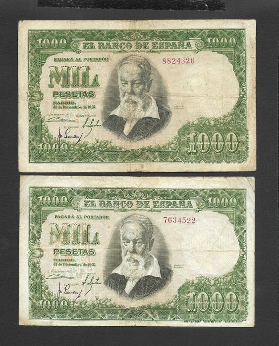 Spanien. - 4 banknotes - various dates  (Ingen mindstepris)