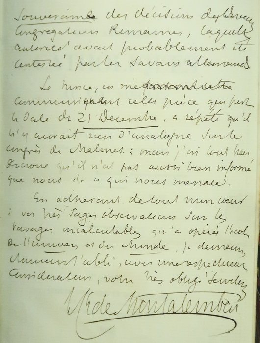 Signé; Comte de Montalembert - ‎Des intérêts Catholiques au XIXe Siècle [avec L.A.S.] - 1852