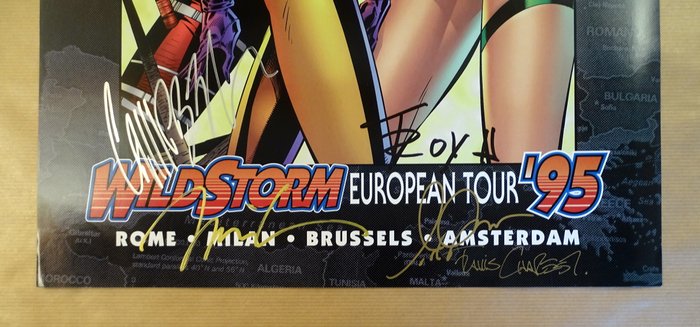 Jim Lee, Travis Charest et J. Scott Campbell - 1 Offset Print - Comic - Wildstorm European Tour - 1995