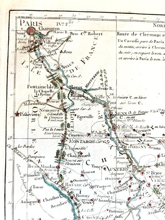 Frankrig - Paris Lyon Auxerre Bourgogne; Louis-Charles DESNOS / MICHEL Claude Sidoine - IVe feuille qui donne les routes de Paris à Lyon - 1781-1800