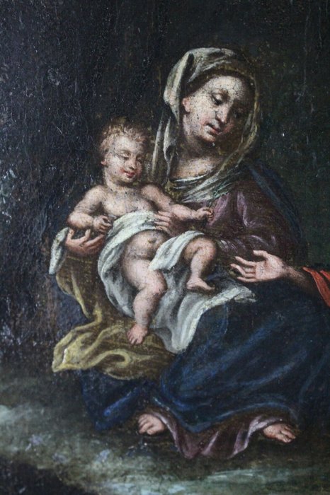 Italiensk skole (XVII) - Madonna con bambino e Santa