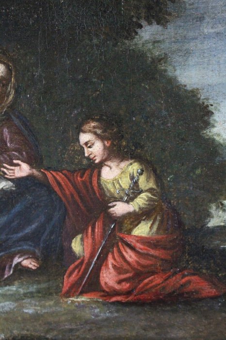 Italiensk skole (XVII) - Madonna con bambino e Santa