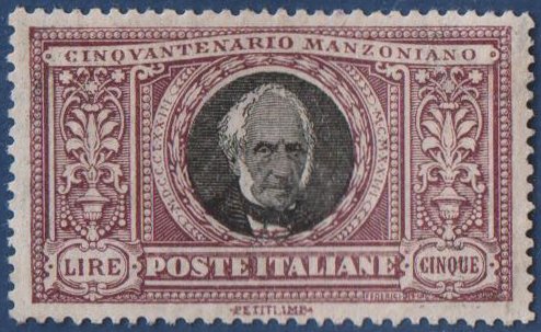 Italien Kongerige 1923 - 5 Lire Manzoni MNH** - Sassone N. 156