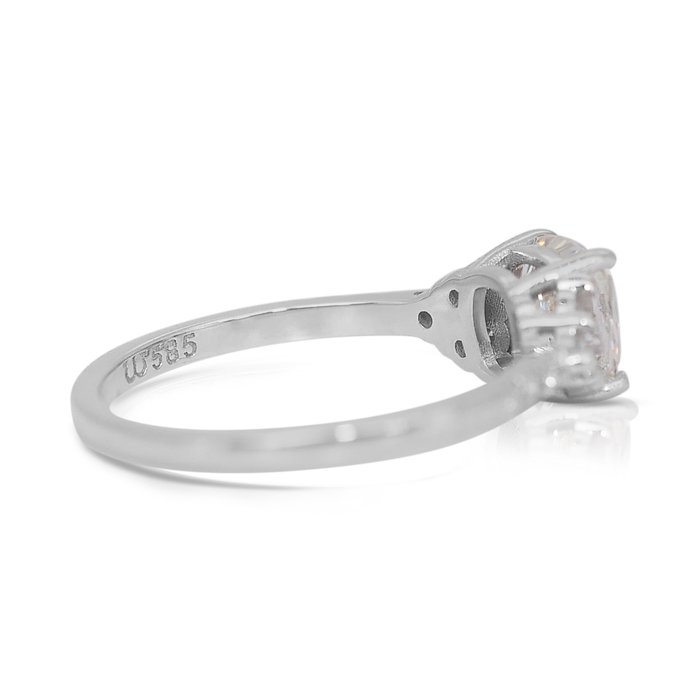 Ring - 14 karat Hvidguld -  1.46ct. tw. Diamant (Natur) - Diamant - Ideel skåret diamant