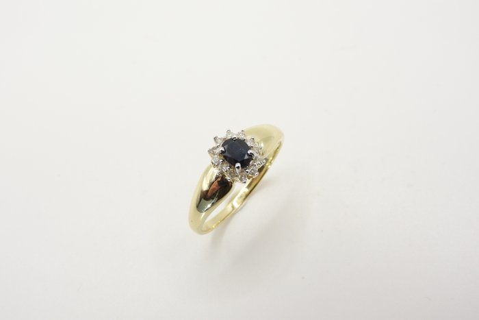 Ring - 14 karat Gulguld, Hvidguld -  0.37ct. tw. Safir - Diamant