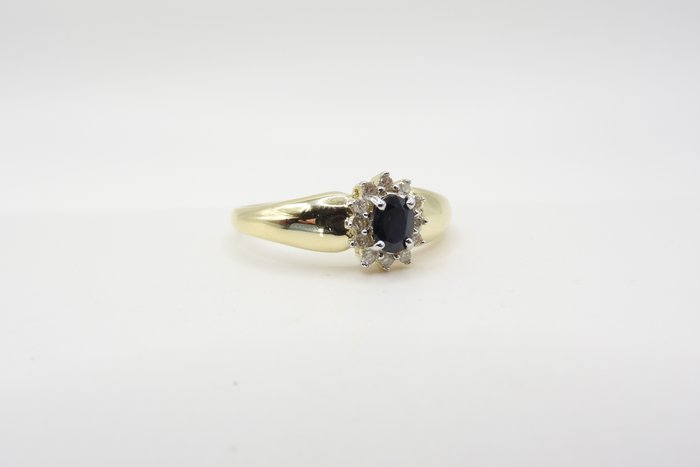 Ring - 14 karat Gulguld, Hvidguld -  0.37ct. tw. Safir - Diamant