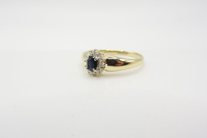 Ring - 14 karat Gulguld, Hvidguld -  0.37ct. tw. Safir - Diamant