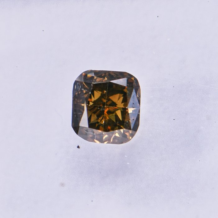 Ingen mindstepris - 1 pcs Diamant  (Naturfarvet)  - 0.31 ct - Pude - Fancy dark Brun, Grønlig Gul - SI1 - International Gemological Institute (IGI)