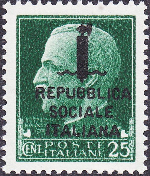 Italien 1944 - Italien - RSI - Komplet ny serie** Milan-udgave + 50c sort. med mærkat