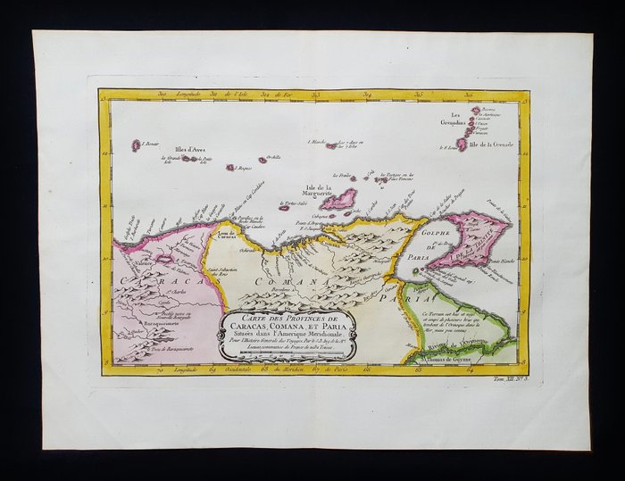 America - Sydamerika / Caracas / Colombia / Trinidad / Tobago; La Haye, P. de Hondt / J.N. Bellin / A.F. Prevost - Carte des Provinces de Caracas, Comana, et Paria - 1721-1750