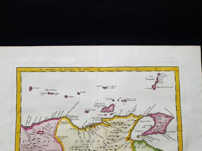 America - Sydamerika / Caracas / Colombia / Trinidad / Tobago; La Haye, P. de Hondt / J.N. Bellin / A.F. Prevost - Carte des Provinces de Caracas, Comana, et Paria - 1721-1750