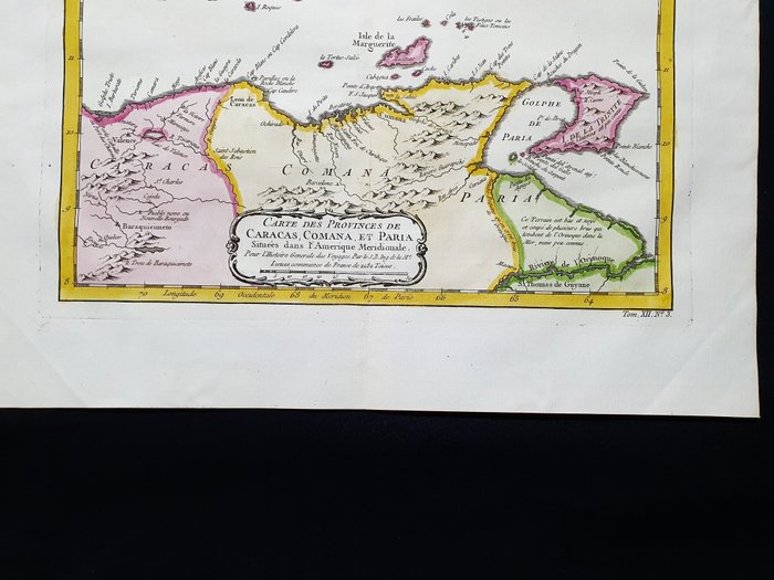 America - Sydamerika / Caracas / Colombia / Trinidad / Tobago; La Haye, P. de Hondt / J.N. Bellin / A.F. Prevost - Carte des Provinces de Caracas, Comana, et Paria - 1721-1750