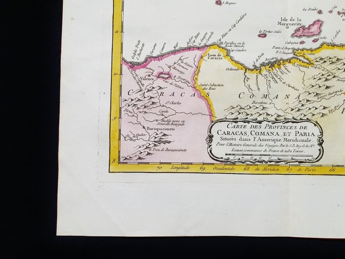 America - Sydamerika / Caracas / Colombia / Trinidad / Tobago; La Haye, P. de Hondt / J.N. Bellin / A.F. Prevost - Carte des Provinces de Caracas, Comana, et Paria - 1721-1750