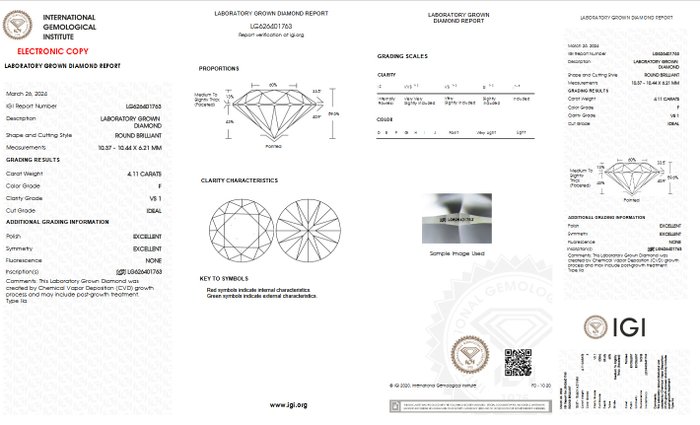 Ingen mindstepris - Halskæde med vedhæng - 14 karat Gulguld -  411ct tw Diamant (Laboratoriedyrket) - F VS1 IGI Certificeret