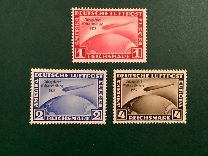 Tyske Kejserrige 1933 - Chicagofarth med fotocertifikat Balasse - Michel 496/498