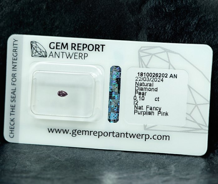 1 pcs Diamant  (Naturfarvet)  - 010 ct - Fancy Lille nuance Lyserød - I2 - Gem Report Antwerp (GRA)